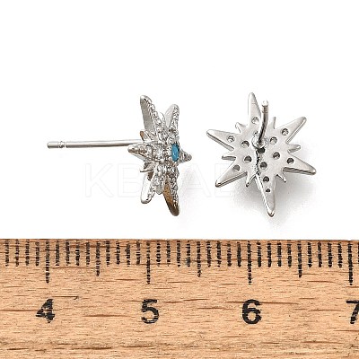 Star Brass Micro Pave Cubic Zirconia Ear Studs EJEW-D304-36P-1