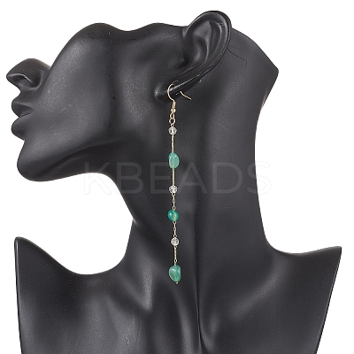 Handmade Natural Green Agate Beaded Chains Earring & Necklaces Sets SJEW-JS01342-04-1