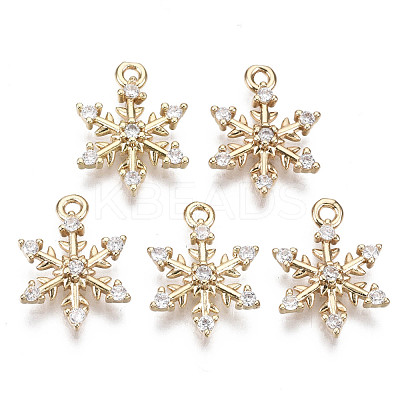 Brass Micro Pave Cubic Zirconia Charms for Christmas KK-R111-033-1