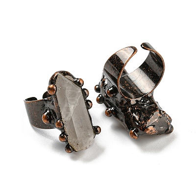 Irregular Rectangle Natural Quartz Crystal Open Cuff Rings RJEW-M157-15R-1