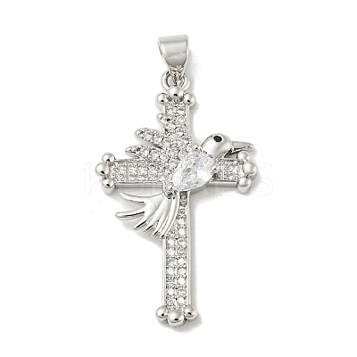 Rack Plating Brass Micro Pave Cubic Zirconia Pendants KK-F869-13P-1