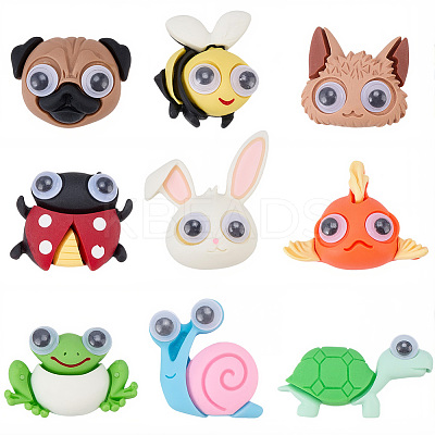 45Pcs 9 Styles Animal Theme Opaque Resin Cabochons RESI-SC0006-96-1