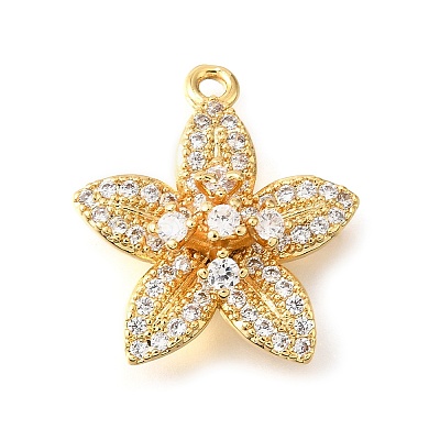 Brass Micro Pave Clear Cubic Zirconia Pendants KK-U065-02D-G-1