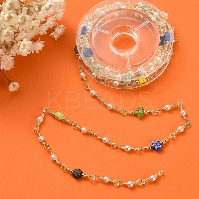 Glass Pearl & Flower Beaded Chains CHC-CJ0001-69-1