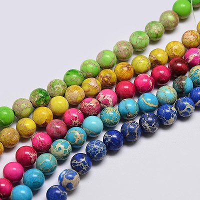 Natural Imperial Jasper Beads Strands G-I122-10mm-M-1