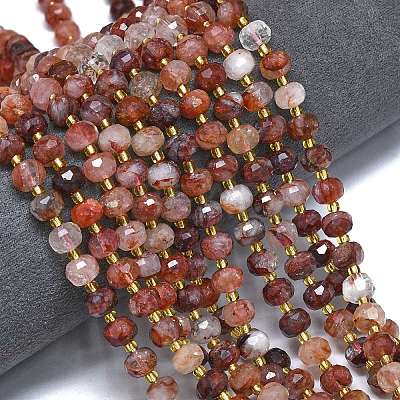 Natural Red Hematoid Quartz/Ferruginous Quartz Beads Strands G-K389-E81-01-1