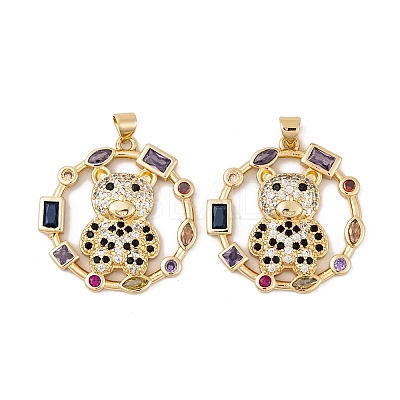Brass Micro Pave Cubic Zirconia Pendants KK-E108-48G-1