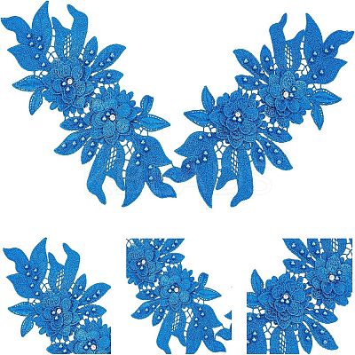 Polyester Embroidered Floral Lace Collar DIY-WH0326-47A-1