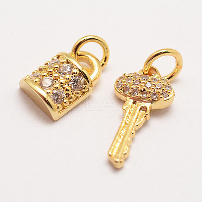 Brass Micro Pave Grade AAA Cubic Zirconia Charms X-ZIRC-G090-29G-NR-1