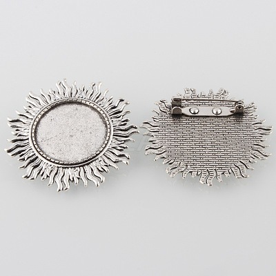 Vintage Alloy Sun Brooch Cabochon Bezel Settings PALLOY-O038-43AS-1