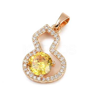 Brass Micro Pave Cubic Zirconia Pendants KK-E795-28KCG-01-1