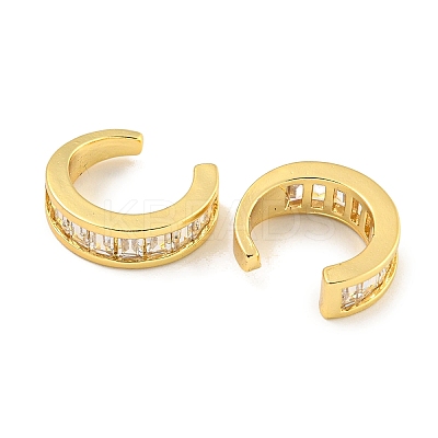 Brass Micro Pave Clear Cubic Zirconia Cuff Earrings for Women EJEW-C104-126G-1