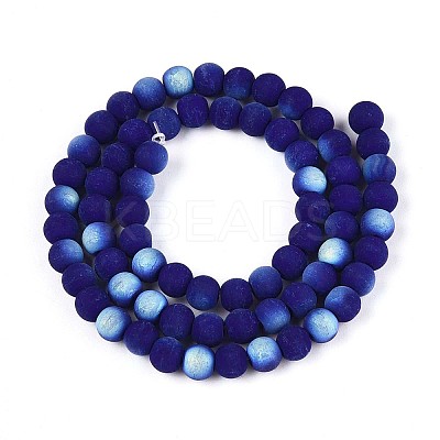 Frosted Opaque Glass Beads Strands GLAA-T032-P6mm-MBB03-1