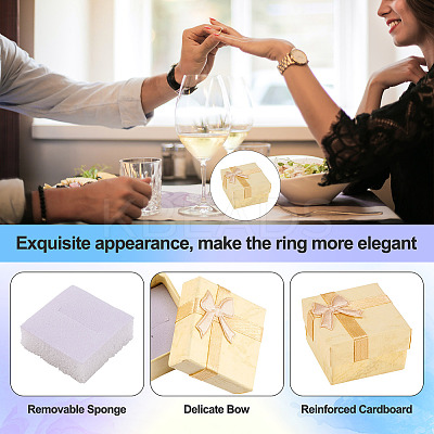 Square Paper Jewelry Ring Gift Boxes with Bowknot LS-CON-TAC0010-80D-1