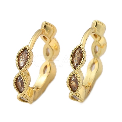 Brass Micro Pave Cubic Zirconia Huggie Hoop Earrings LS-EJEW-K083-34G-B-1