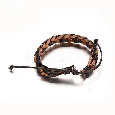 Adjustable Braided Leather Cord Bracelets BJEW-M169-17-1
