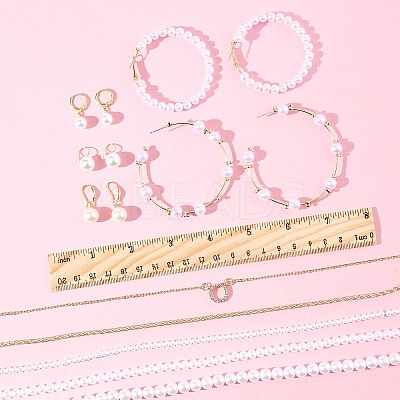 Plastic Imitation Pearl & Shell Pearl Earrings SJEW-FS0001-02-1