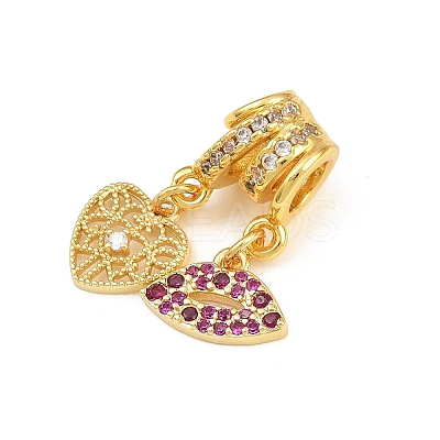 Brass Micro Pave Purple Cubic Zirconia Pendants CU-CBAD306-10G-1