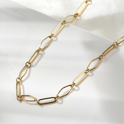 304 Stainless Steel Rhombus & Oval Link Chain Necklace BJEW-B072-03G-1