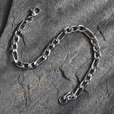 1Pc Trendy Women's 304 Stainless Steel Figaro Chain Bracelets BJEW-DJ0001-81-1