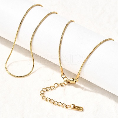 1MM 304 Stainless Steel Round Snake Chain Necklaces for Women NJEW-Z091-10G-1