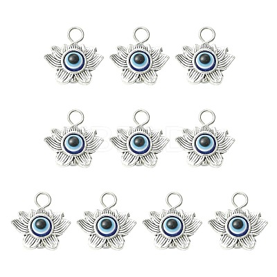10Pcs Evil Eye Alloy Resin Pendants PALLOY-FS00058-02-1