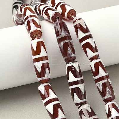 Rice Shape Tibetan Style dZi Beads Strands G-A269-A11-01-1