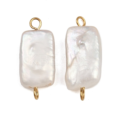 Natural Freshwater Pearl Keshi Pearl Rectangle Connector Charms STAS-D378-18G-1