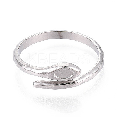 304 Stainless Steel Cuff Rings Components STAS-N113-08P-1