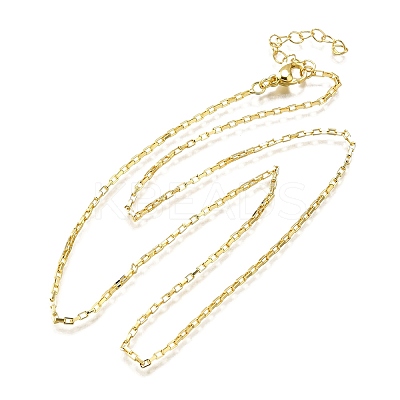 Brass Box Chain Necklaces NJEW-M108-41G-1