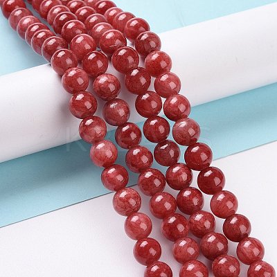 Dyed Natural Jade Beads Strands G-D434-8mm-08-1-1