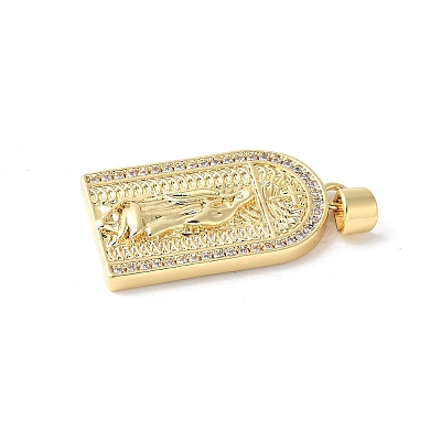 Brass Micro Pave Clear Cubic Zirconia Pendants ZIRC-I071-02G-01-1