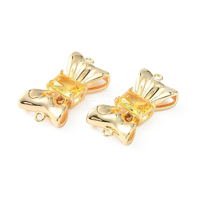 Brass Pave Cubic Zirconia Connector Charms KK-L208-01G-07-1
