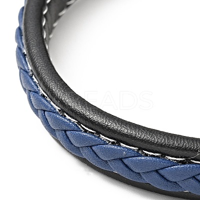 Cowhide Braided Flat Cord Bracelet with 304 Stainless Steel Magnetic Clasps BJEW-H552-01P-04-1