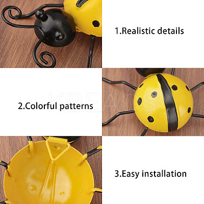 5Pcs 5 Styles Iron Ladybug Wall Decoration DJEW-GL0001-04-1
