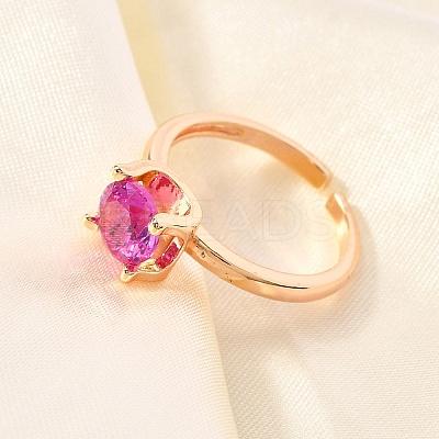 Lab-Grown Red Corundum/Ruby Finger Rings RJEW-R015-03G-1