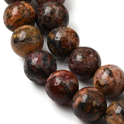Round Natural Leopard Skin Jasper Bead Strands G-L419-44-1