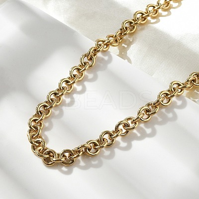 Ion Plating(IP) 304 Stainless Steel Rolo Chains Necklaces NJEW-F297-02G-1