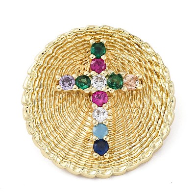 Brass Micro Pave Cubic Zirconia Pendants KK-S510-34G-02-1