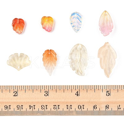 120Pcs 8 Styles Autumn Theme Two-Tone Transparent Glass Charms GLAA-FS0002-56-1