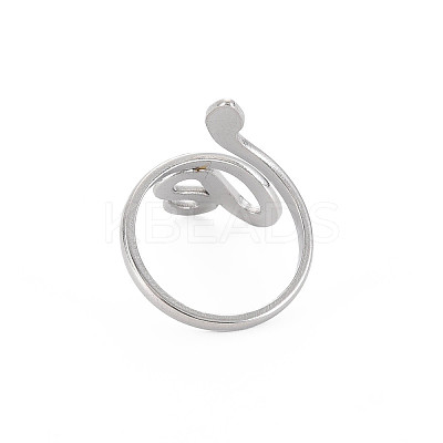 304 Stainless Steel Snake Wide Open Cuff Ring for Women X-RJEW-S405-226P-1