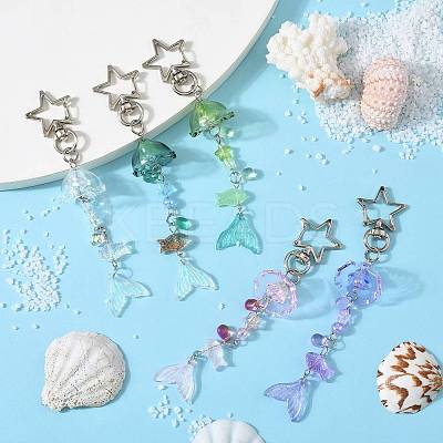 Flower Glass & Acrylic & Alloy Pendant Decorations KEYC-FS00033-03-1