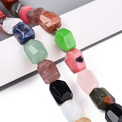Natural & Synthetic Mixed Stone Beads Strands G-T142-75-1
