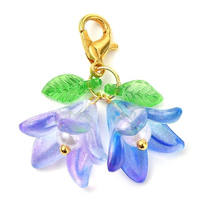 6Pcs 6 Colors Flower Acrylic Pendant Decorations HJEW-JM02719-02-1