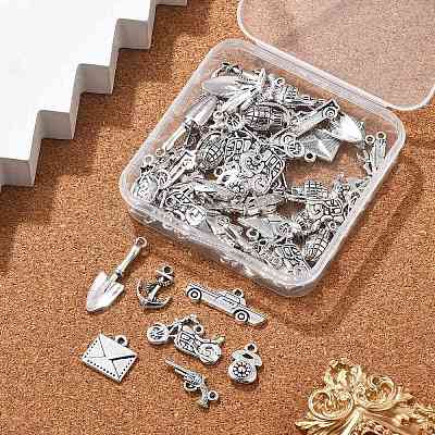 60Pcs 10 Styles Tibetan Style Alloy Pendants FIND-FP0001-22-1