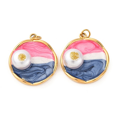304 Stainless Steel Enamel Pendants STAS-U061-44G-1