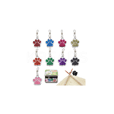 Glitter Powder Dog Paw Print Knitting Tool Alloy Needle Cap HJEW-NB00141-1