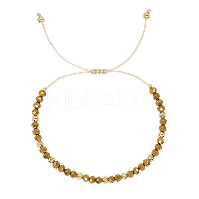 Adjustable Glass Braided Bead Bracelets XA7539-1-1