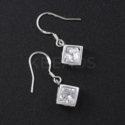 Elegant Fashion Cube Brass Cubic Zirconia Dangle Earrings EJEW-BB07973-S-1
