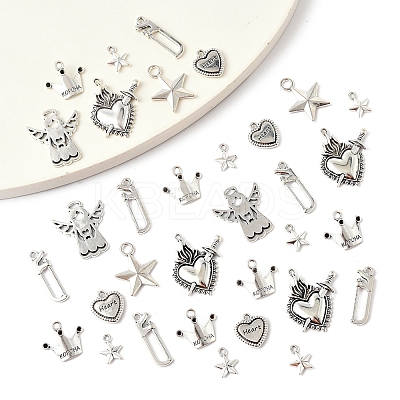 40Pcs 7 Styles Tibetan Style Alloy Pendants FIND-FS0004-31-1